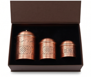 Container Set In Copper With <b>Vintage</b> Design Perfect For Handmade Kitchenware And Utensil Storage Containers Metal Jars - Product Image 4