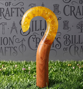 Handmade Wooden <b>Walking</b> <b>Stick</b> With Epoxy Resin Inlay Artistic Sculpted Handle Polished Luxury Design - Product Image 2