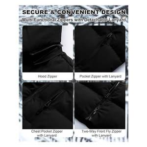 Manteau d'hiver pour homme, veste matelassée extra longue, imperméable, parka épaisse, vêtements d'extérieur isolés avec capuche amovible, chaud pour le temps froid - Product Image 6