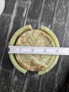 Juego de seis posavasos redondos de ónix verde hecho a mano, decoración de mesa de piedra natural - Product Image 5