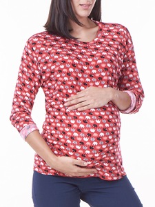Haut de maternité et d'allaitement en modal pour femme, manches longues, facilitant l'allaitement, chemise de grossesse - Product Image 3