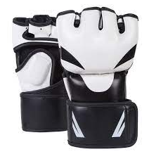Red <b>Black</b> White PU MMA Gloves Half Finger Velcro Wrist Martial Arts Unisex Adult - Product Image 3