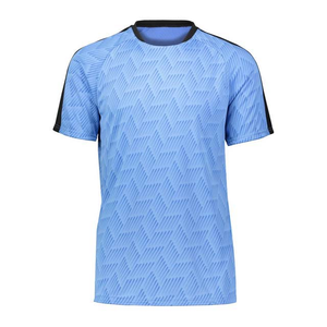 Maillot de football à manches courtes pour homme, bleu clair, imprimé géométrique, col rond, polyester respirant, vêtements de sport - Product Image 1