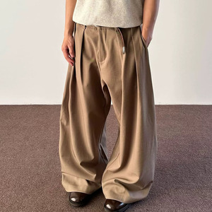 High Quality French Terry Cotton Oversized Baggy Sweatpants Custom Straight Curved Striped <b>Trousers</b> with <b>Drawstring</b> Rope - Product Image 2