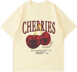 Women's Plus Size Oversized Graphic Tees Unisex Cherries Print T Shirts Casual Summer Short Sleeve Top Cotton Cute Tee Shirt - Product Image 5