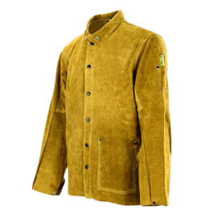Veste de soudeur en cuir de vachette pleine fleur haute performance, résistante au feu, pour la protection du corps et la sécurité sur le chantier - Product Image 3
