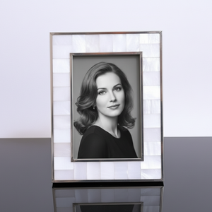 Mother of Pearl Inlay Photo Frames with Steel Border – Luxury White <b>MOP</b> Mosaic Picture Frames Modern <b>Wall</b> & Tabletop Frames - Product Image 4