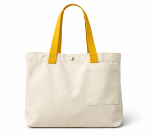 Custom <b>Canvas</b> <b>Tote</b> Bag With Long Yellow Handles Large Size Reusable Shopping Grocery Gift Bag - Product Image 2