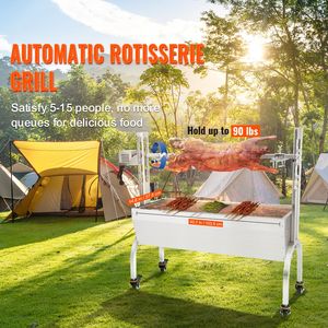 Rôtissoire électrique 50W en acier inoxydable pour porc, agneau, chèvre, avec 4 broches, compatible gaz et charbon de bois - Product Image 2