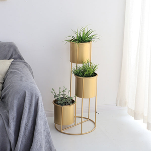 Gold Finish Metal Planter with <b>Tall</b> Multi-Tier Metal <b>Stand</b>, Modern Vertical <b>Plant</b> Holder for Indoor <b>Plants</b>, Decorative Flower - Product Image 3
