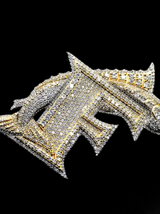 Pendentif lettre F en moissanite sertie de diamants, argent sterling 925, bijou de luxe brillant - Product Image 3