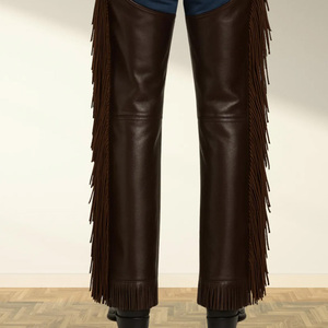Cuissardes d'équitation western en cuir véritable avec fermeture éclair, logo personnalisé, pour hommes, femmes, unisexe, adulte - Product Image 3