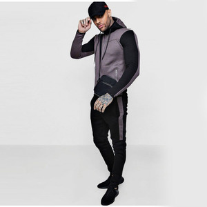 Men's Hooded <b>Tracksuit</b> Set Full Sleeve Solid Color Zipper Closure Breathable Casual Wear Autumn Style Regular Fit Suit - Product Image 3