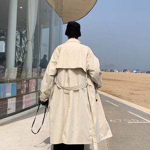 Autumn <b>Mens</b> Korean Style Windbreaker Trench <b>Coat</b> Solid Casual Loose <b>Long</b> Overcoat - Product Image 2