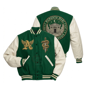 Chaqueta Varsity personalizada en oferta, para hombre, con bordado chenille, mangas de cuero, chaqueta de invierno, chaqueta Varsity de béisbol con letras personalizadas. - Product Image 1