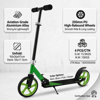 Trottinette à roues larges en PU de 200 mm, légère, en alliage d'aluminium, pliable, pour adultes et adolescents