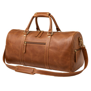 Sac de voyage vintage en cuir véritable, sac de week-end, sac à bagages avec grande capacité, poignées robustes, bandoulière réglable - Product Image 6