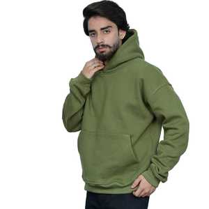 เสื้อฮู้ดดี้และเสื้อสเวตเชิ้ตผู้ชาย ผ้าฝ้าย 100% สีกากีพรีเมียม ทรงหลวม สไตล์ลำลอง สตรีทแวร์ แฟชั่นสวมใส่สบาย - Product Image 2