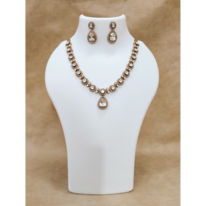 Conjunto de Collar y Pendientes de Plata 925 con Colgante de Lágrima de Circonita Cúbica Estilo Victoriano, Joyería Étnica Hecha a Mano para Novias Indias, Chapado en Oro Antiguo - Product Image 1