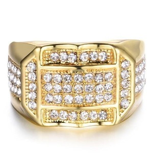 Bague Hip Hop de Luxe Plaqué Or 18 carats de Qualité Supérieure avec Diamants pour Hommes – Idéale pour le Streetwear, les Fêtes et les Occasions Spéciales - Product Image 2