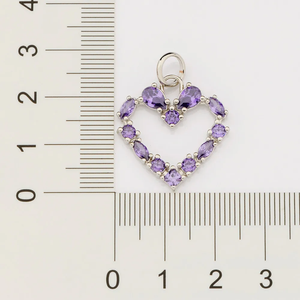 Collier pendentif en améthyste en forme de cœur, en argent sterling 925 massif, serti de griffes, bijou romantique pour femme, cadeau - Product Image 3