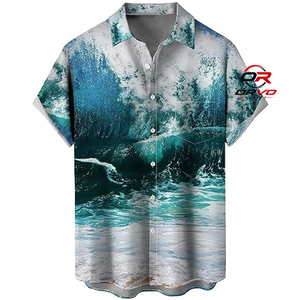 Chemise Hawaïenne Homme ORVO Sports Tricotée 100% Polyester 140g Manches Courtes Col Rabattu Imprimé Numérique Motif Perroquet Décontractée Été - Product Image 1