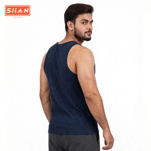 เสื้อกล้ามคอกลมสีดำสำหรับผู้ชาย SHAN ลายการ์ตูนพิมพ์กราฟิก เสื้อแขนกุดลำลอง ทรงเข้ารูป ผ้าฝ้าย 100% ระบายอากาศได้ดี เนื้อผ้าถักแบบเจอร์ซีย์ - Product Image 2