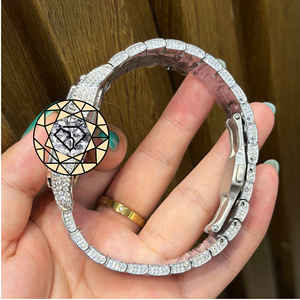 Reloj de Lujo con Diamantes Moissanite, Cuadrado, de Cuarzo, Acero Inoxidable, Estilo Hip Hop, Personalizado - Product Image 4