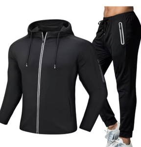 Ensemble de sport pour homme 2 pièces, veste et pantalon à séchage rapide, tenue de fitness à capuche pour une tenue active - Product Image 5