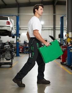 Men's <b>Black</b> <b>Work</b> <b>Pants</b> With Tool Pockets And Knee Pads Abrasion Resistant Polyester Cargo Trousers For Construction - Product Image 2
