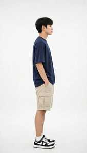 เสื้อยืดคอกลมแขนสั้นสีน้ำเงินกรมท่าสำหรับผู้ชาย ONETEN ผ้าฝ้าย 100% พิมพ์ลายสกรีน ทรงลำลอง พิมพ์ลายตัวอักษร - Product Image 3