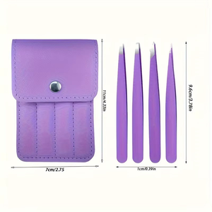 Compas à sourcils personnalisé, 4 pièces, pinces à épiler colorées en acier inoxydable, ensemble d'outils de maquillage pour les sourcils - Product Image 6