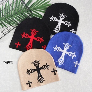 หมวกบีนนี่ Twill-Sports OEM พร้อมโลโก้สั่งทำ ขายส่ง ปักลายแจ็คการ์ด ถักนิตติ้ง สไตล์ Y2K  อะคริลิก 100% ลายตาราง  สำหรับทุกเพศ - Product Image 1