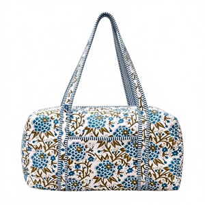 Durable Cotton Quilted Travel <b>Duffel</b> <b>Bag</b> with Elegant Stitching and Comfortable Shoulder Strap for Daily Carry Floral Printed - Product Image 1