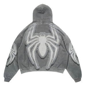 Sudadera con Capucha Oversize Unisex Estilo Urbano con Logotipo Bordado y Bolsillo, Gris, Felpa Francesa, Manga Regular, Ecológica, 80% Algodón - Product Image 6