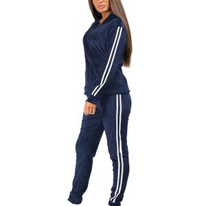 2026 venta al por mayor de chándal de terciopelo personalizado mujeres Sudadera con capucha y pantalones de chándal conjuntos Jogger Zip up Rhinestone Sudadera con capucha Velour chándal mujeres - Product Image 3