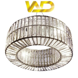 Lustre carré en cristal K9 scintillant, design moderne, style contemporain, à intensité variable, économie d'énergie, CRI 80 élevé, pour usage hôtelier - Product Image 6