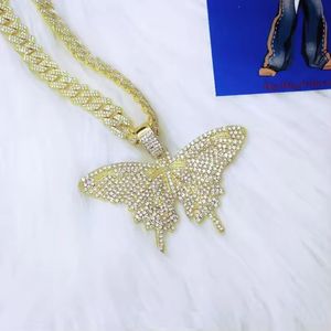 Collar con Colgante de Mariposa Estilo Hip Hop, Chapado en Oro, Plata de Ley 925, con Micro Pavé de Diamantes, Joyería de Moda - Product Image 1