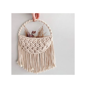 Hot Selling Handmade <b>Basket</b> <b>Straw</b> Storage Bin Seagrass Macrame <b>Basket</b> With Handle Rattan <b>Basket</b> for Home Decoration - Product Image 4