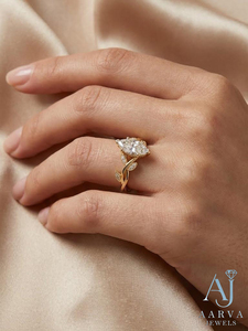 Anillo de Compromiso con Moissanita Corte Marquesa, Banda de Diamantes Cultivados en Laboratorio, Certificado IGI, Ajustable, Plata, Joyería Inspirada en la Naturaleza para Mujer - Product Image 3