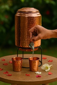 Dispensador de Agua de Cobre Más Vendido con Grifo y Tapa, Diseño Floral, Gran Capacidad, Uso Doméstico - Product Image 5