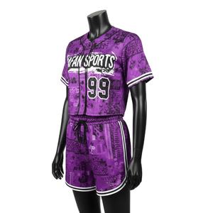 Ensemble short et maillot de baseball pour femme en polyester respirant de qualité supérieure avec logo personnalisé par sublimation, ensembles pour femme 100% coton - Product Image 4