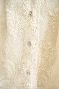 Women's Cream Lace Long Sleeve Bell Sleeve Blouse Crew Neck Sheer <b>Layer</b> Elegant Vintage Style Spring Summer <b>Top</b> GALI - Product Image 5