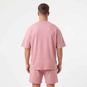 Ensembles décontractés sur mesure pour hommes : T-shirts et shorts 100 % coton épais, coupe ample et oversize, collection automne - Product Image 3