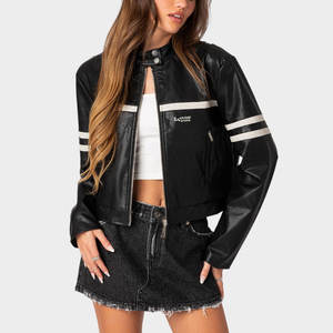 Vestes en cuir pour femmes, coupe courte, mode automne-hiver, coupe régulière, fabriquées avec les meilleurs matériaux. - Product Image 1