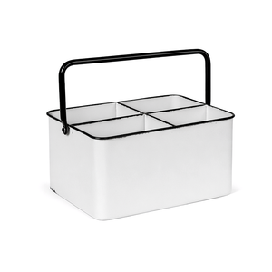 Distressed White Metal <b>Caddy</b> with 6 Compartments - Product Image 3