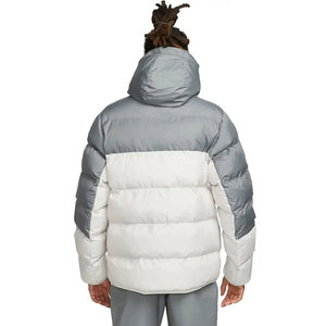 <b>Men's</b> Hooded Color Blocking Down Puffer Jacket Windproof Casual Winter <b>Coat</b> Regular Fit Zipper Closure Gray <b>White</b> - Product Image 2