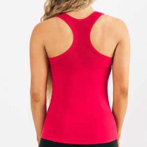 Camiseta sin mangas rosa para mujer, cuello redondo, color sólido, tejido de punto, spandex, poliéster, transpirable, estilo deportivo, longitud regular - Product Image 2