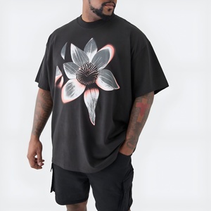 เสื้อยืดคอตตอนโอเวอร์ไซส์สำหรับผู้ชาย พิมพ์ลายโลโก้แบบพัฟฟ์ สไตล์สตรีทแวร์ แขนสั้น ทรงหลวม ผ้าคุณภาพสูง - Product Image 6