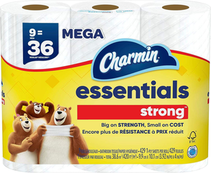 กระดาษชำระชาร์มีน เอสเซนเชียลส์ สตรอง 9 ม้วนใหญ่ = 36 ม้วนปกติ - Product Image 1